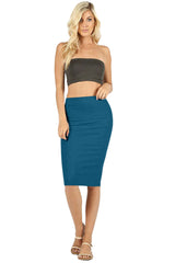 High Waist Fitted Midi Pencil Skirt Skirts- Niobe Clothing