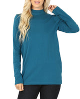 Womens Long Sleeve Cotton Mock Neck Top Tops- Niobe Clothing