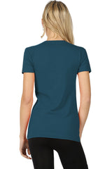 Womens Basic Cotton Crew Neck Short Sleeve Long Tee Shirt Tops- Niobe Clothing