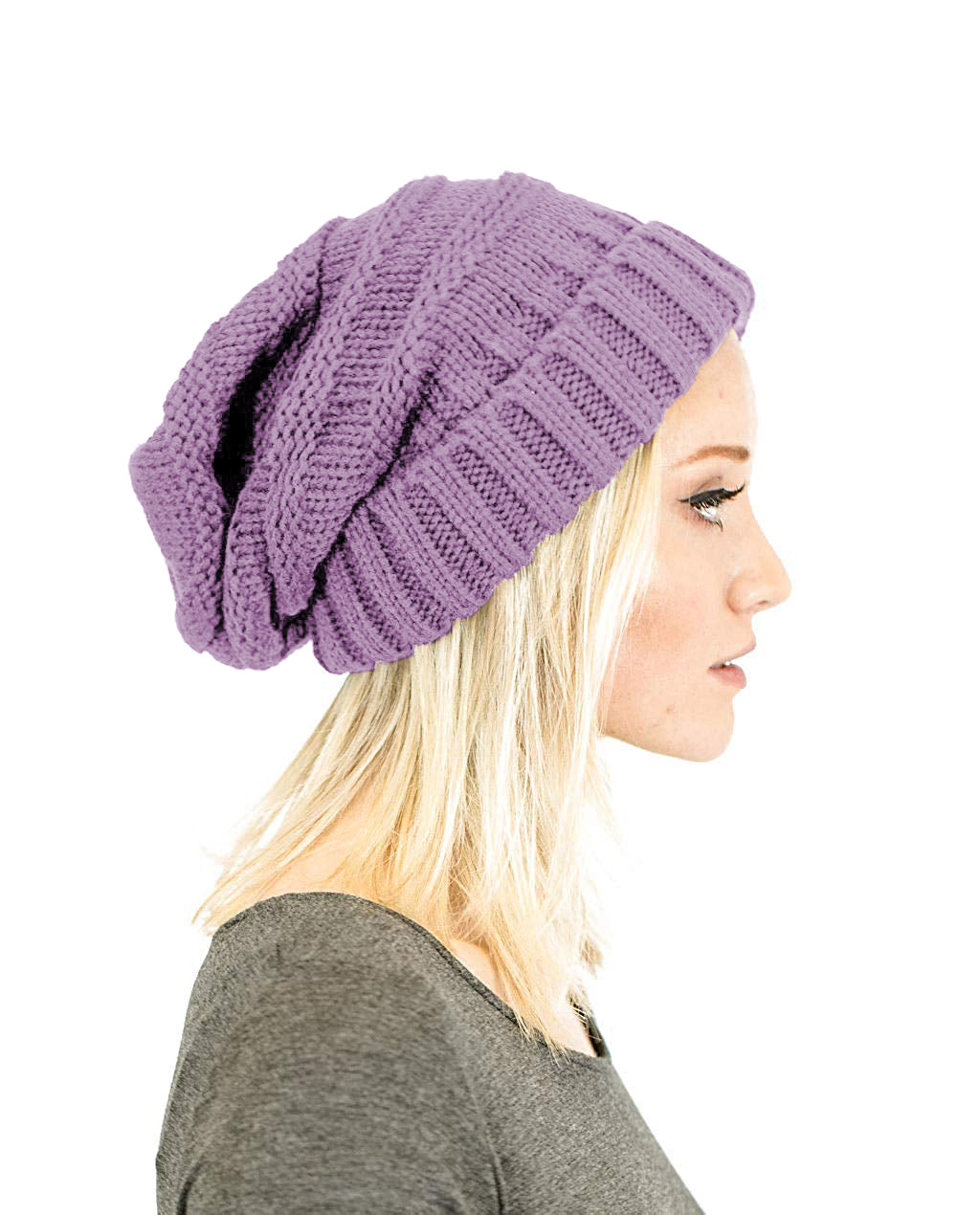 Unisex Solid Oversized Slouchy Knit Beanie