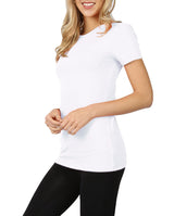 Womens Basic Cotton Crew Neck Short Sleeve Long Tee Shirt Tops- Niobe Clothing