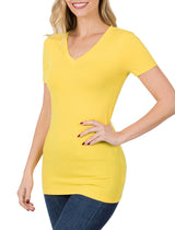 Cotton V-Neck Short Sleeve Long Tee Shirt