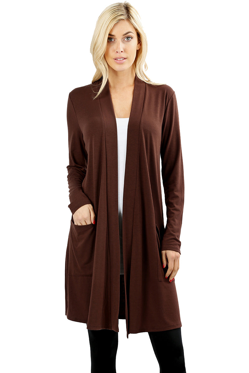 Zenana Long Sleeve Draped Long Cardigan - Cardigans sb_outerwear