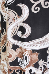 Niobe Clothing High Waist Fold Over Wide Leg Gaucho Palazzo Pants (Black/Brown Paisley) - pants