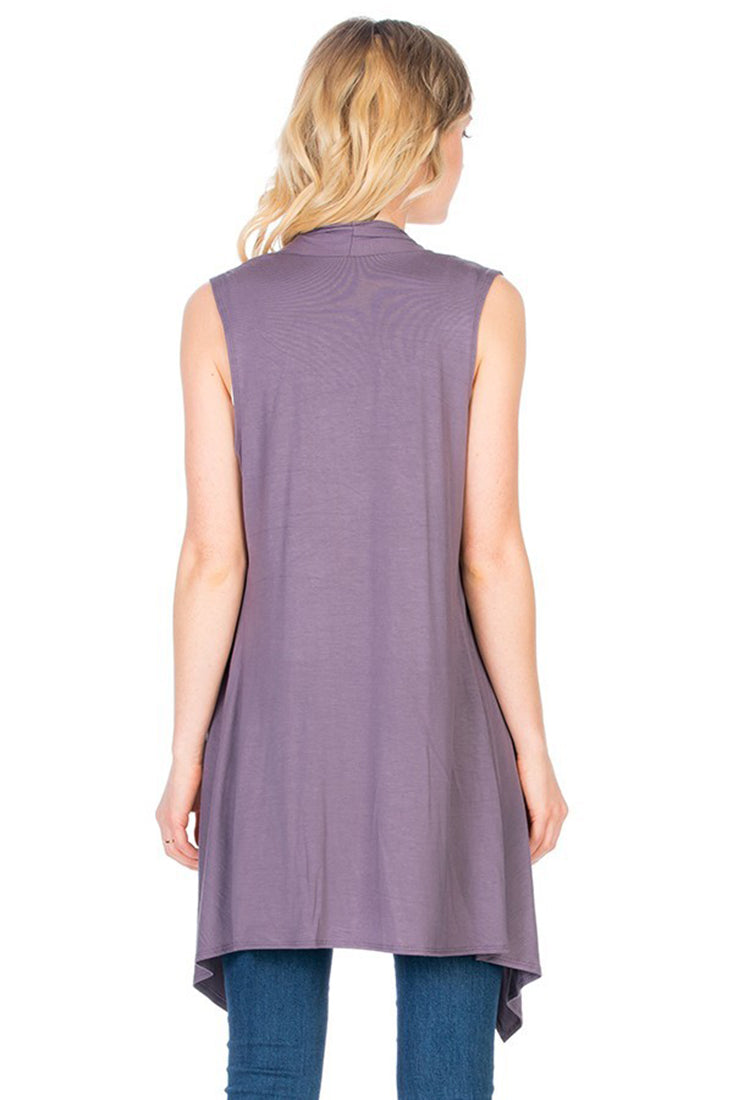 Niobe Clothing Sleeveless Asymmetric Hem Cardigan - f_outerwear