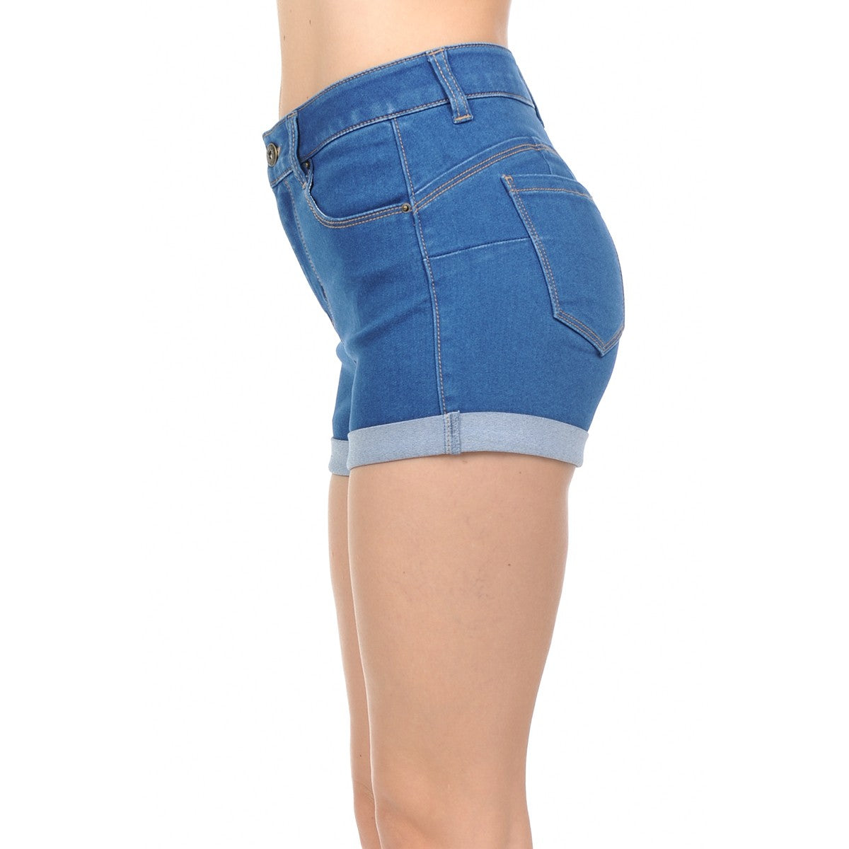 Wax High Rise Junior Push Up Body Shaping Denim Shorts - Denim Shorts f_bottoms