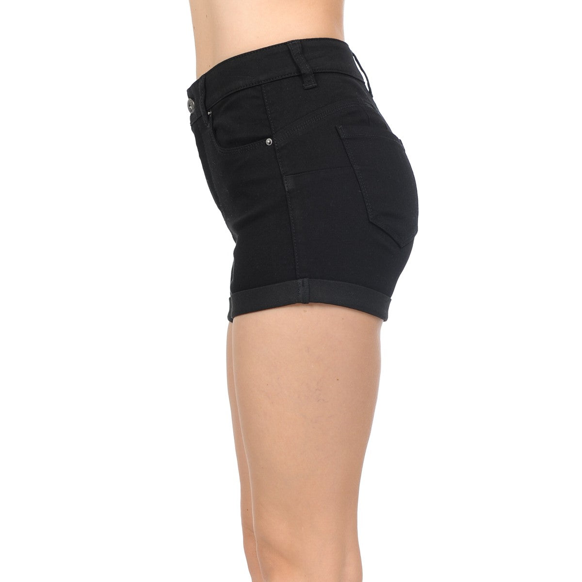 Wax High Rise Junior Push Up Body Shaping Denim Shorts - Denim Shorts f_bottoms