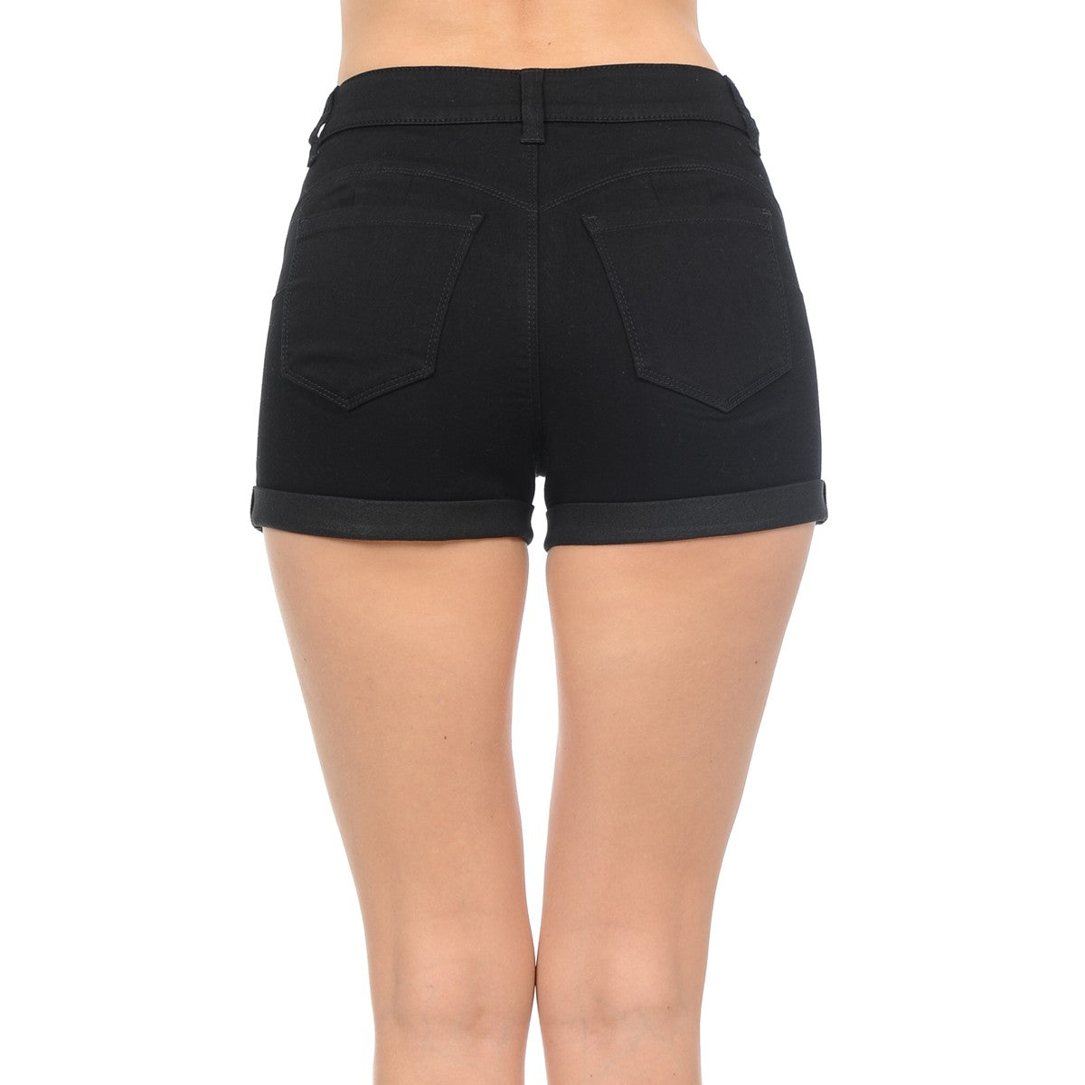 Wax High Rise Junior Push Up Body Shaping Denim Shorts - Denim Shorts f_bottoms