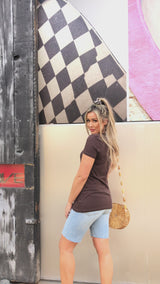 Cotton Crew Neck Short Sleeve Long Tee Shirt