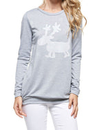 Cute Glitter Moose Long Sleeve Top Long Sleeve Top- Niobe Clothing