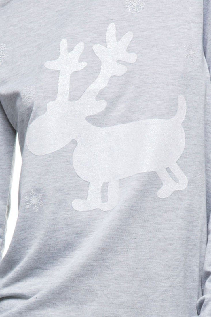 Niobe Clothing Cute Glitter Moose Long Sleeve Top - Sweatshirts holiday