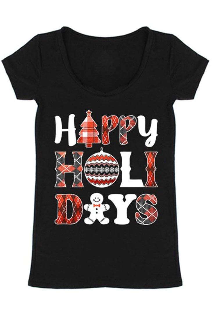 Niobe Clothing Happy Holidays Graphic T-Shirt - T-Shirts holiday