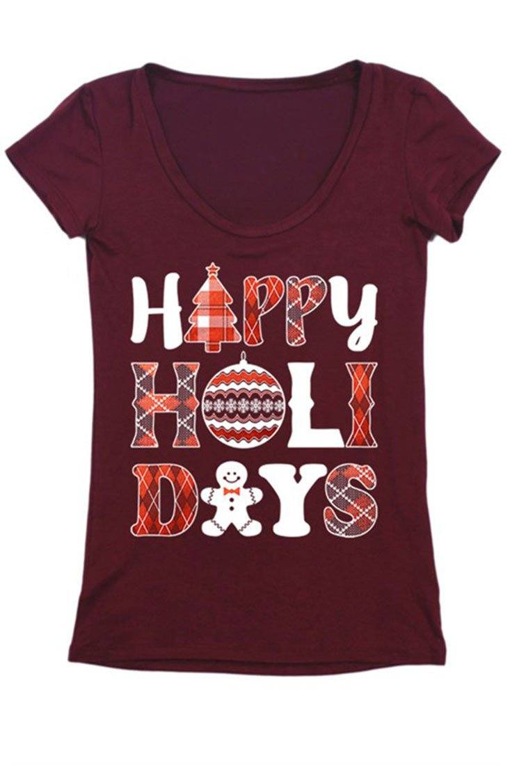 Niobe Clothing Happy Holidays Graphic T-Shirt - T-Shirts holiday