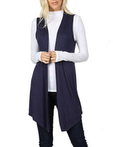 Lightweight Sleeveless Open Draped Cardigan Cardigans- Niobe Clothing