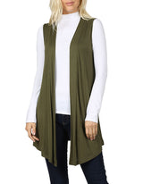 Lightweight Sleeveless Open Draped Cardigan Cardigans- Niobe Clothing