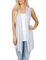 Lightweight Sleeveless Open Draped Cardigan Cardigans- Niobe Clothing