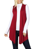 Lightweight Sleeveless Open Draped Cardigan Cardigans- Niobe Clothing