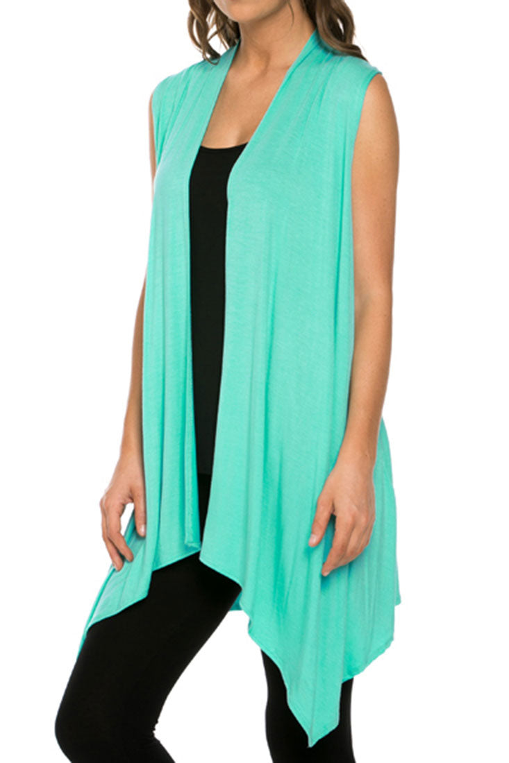 Niobe Clothing Sleeveless Asymmetric Hem Cardigan - f_outerwear