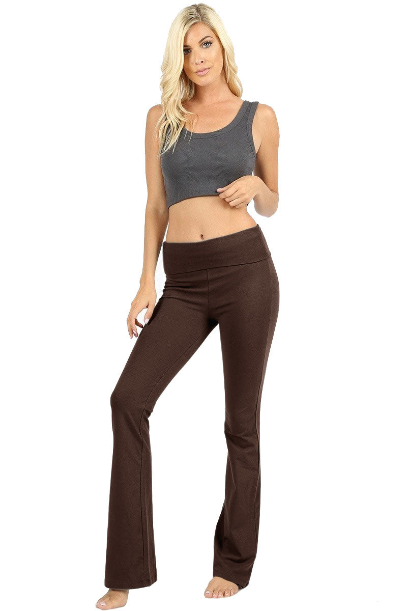 Zenana Cotton Flared Yoga Pants - Leggings sb_bottoms