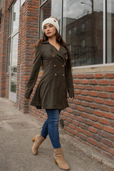 Active Basic Asymmetric Zipper Peacoat - Jackets
