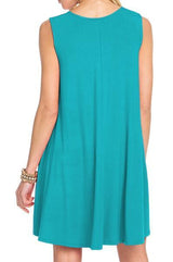 Mitto Shop Bamboo Fiber Knit Sleeveless T-shirt Dress (Peacock) - dress