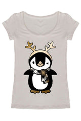 Penguin and Antler Christmas Holiday Graphic T-Shirt Shirts- Niobe Clothing