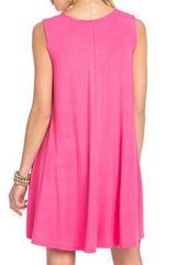 Mitto Shop Bamboo Fiber Knit Sleeveless T-shirt Dress (Pink Paradise) - dress