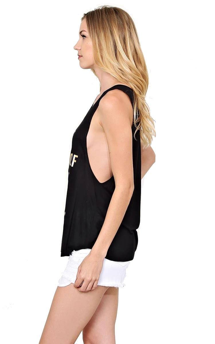 Niobe Clothing Proud Supporter of Messy Hair and Sweatpants Tank (Black/Gold) - g_tanktops