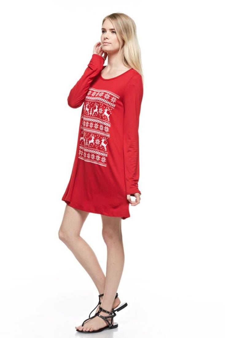 Niobe Clothing Reindeer Snowfall Long Sleeve Tunic - Tunics holiday