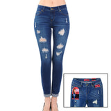 Wax Distressed Slim Fit Stretchy Skinny Jeans - pants