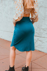 High Waist Tulip Hem Knee Length Skirt