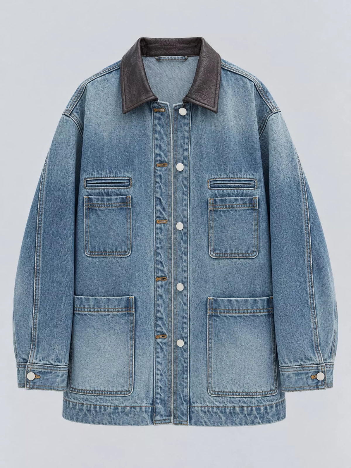 Denim Blue button up dropped shoulder denim jacket
