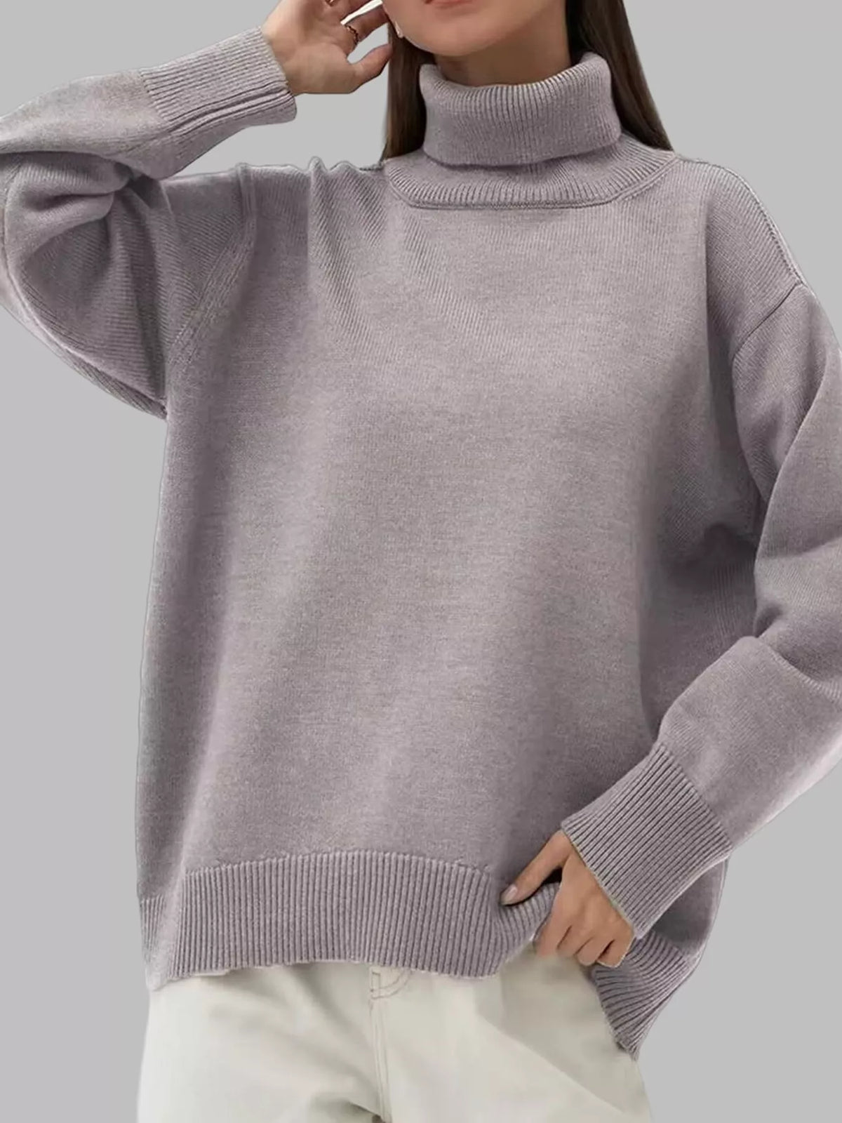 Turtleneck sweater, gray front