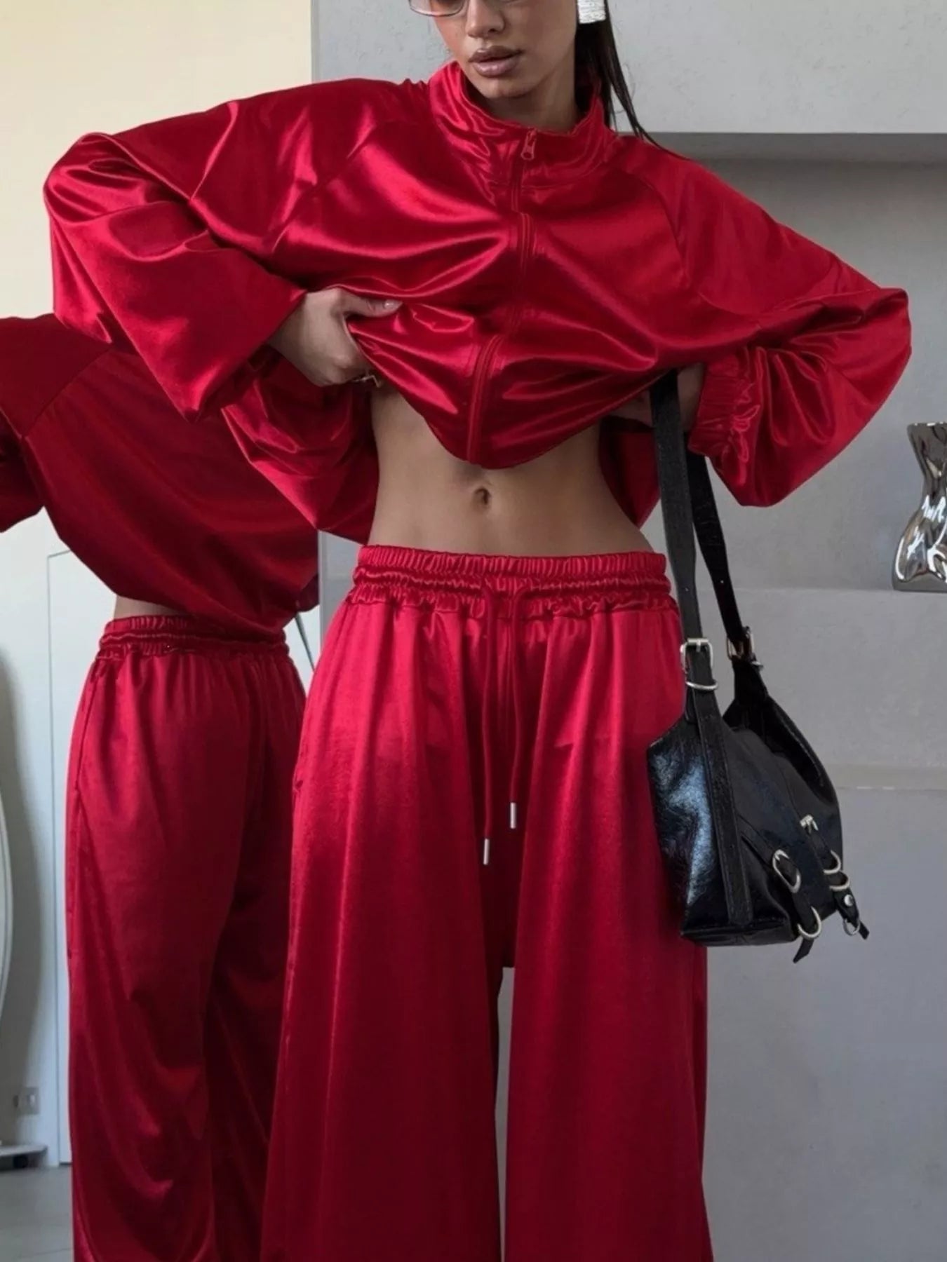 Trendsi Zip Up Raglan Sleeve Jacket and Pants Set -