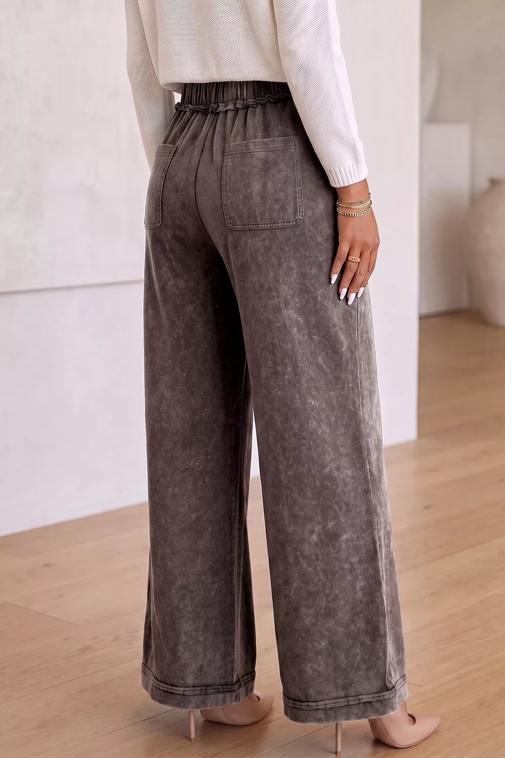 Trendsi Washed Wide-Leg Drawstring Pants -