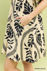 Trendsi Umgee Leafy Ogee Print Mini Dress -