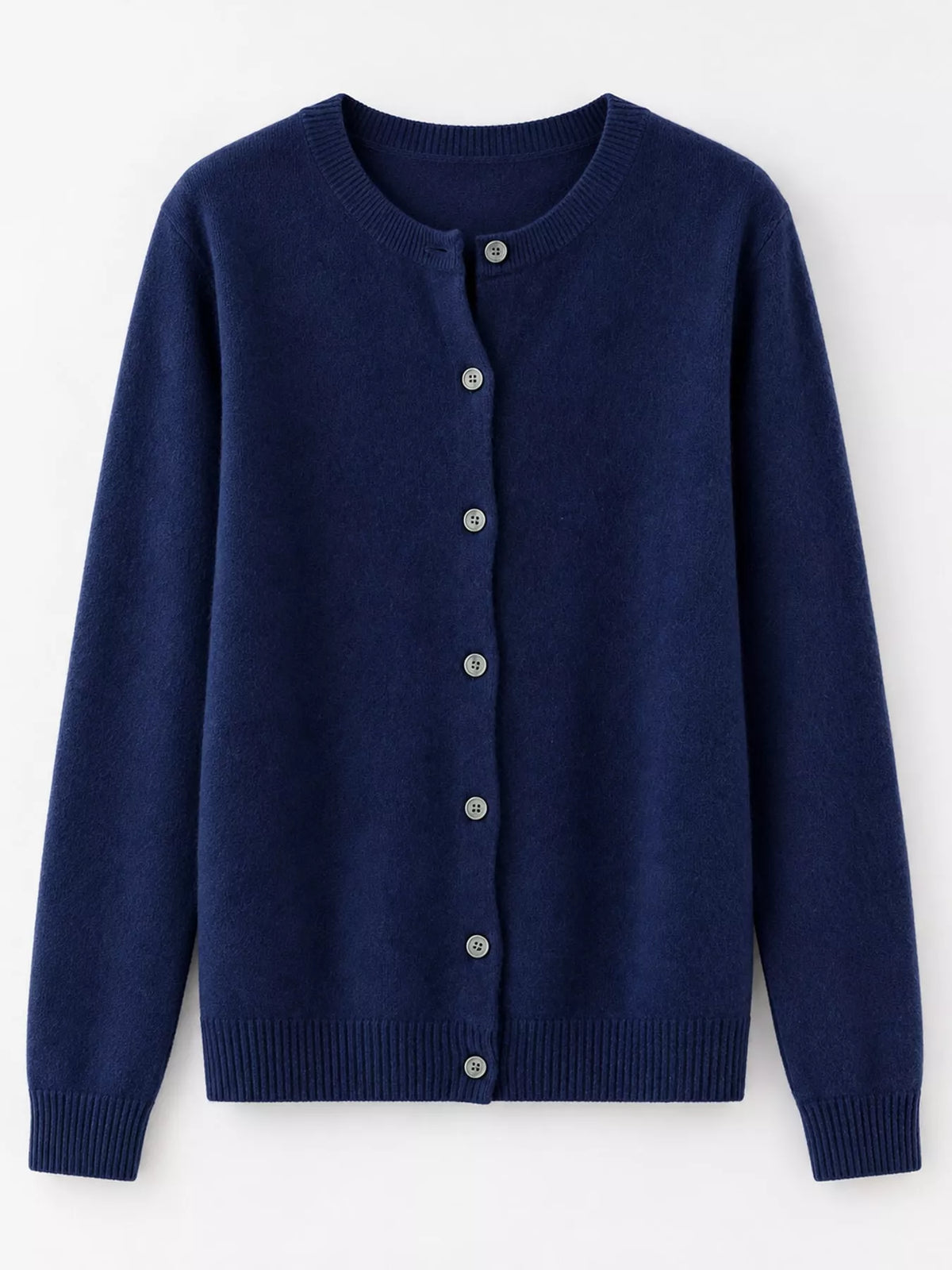 Button-down cardigan, navy hanging front