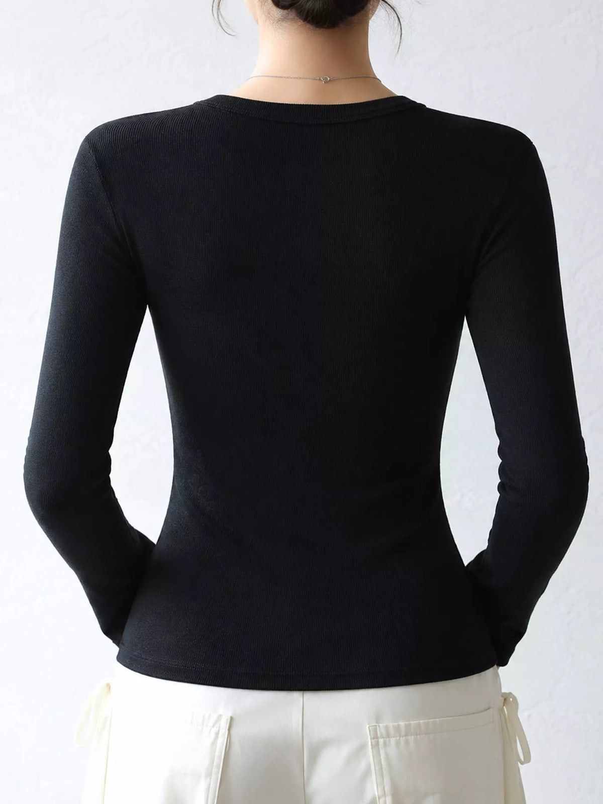 Slim-Fit Long Sleeve Crew Neck T-Shirt — back view