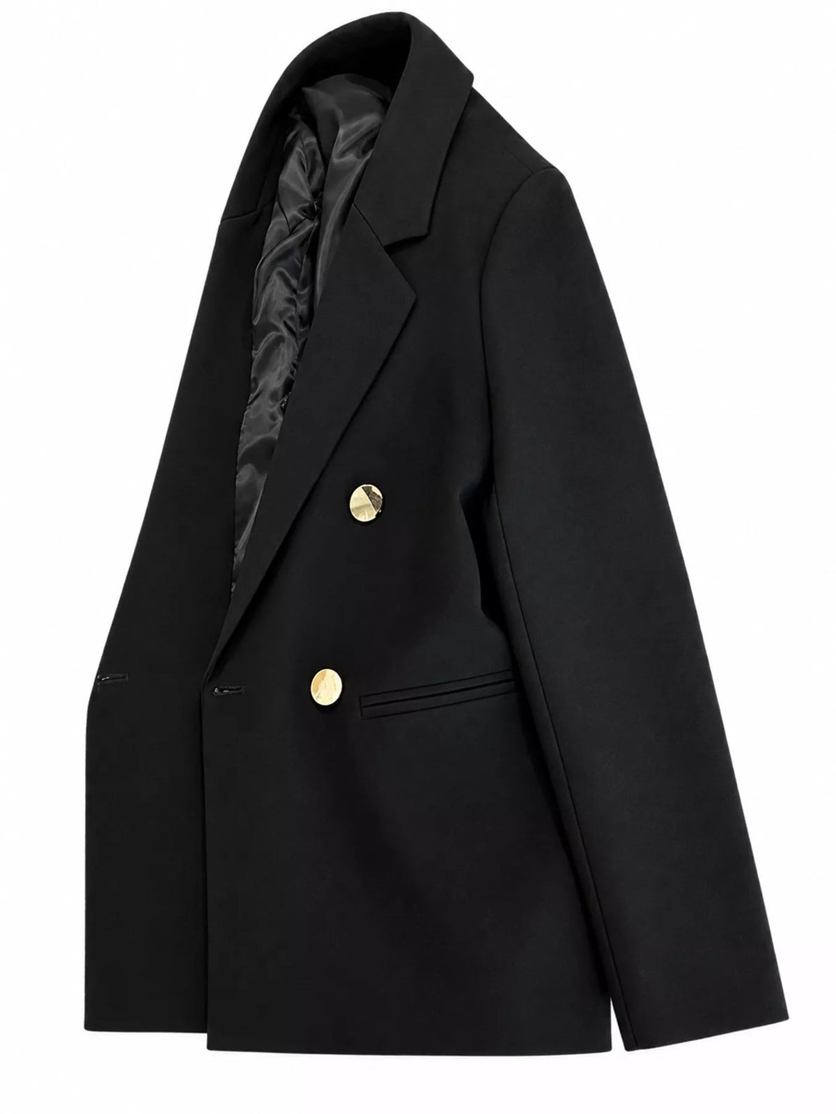 Black double-breasted lapel collar blazer