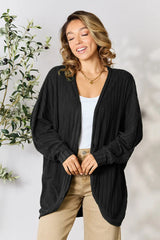 Trendsi Basic Bae Full Size Ribbed Cocoon Cardigan - Shirts