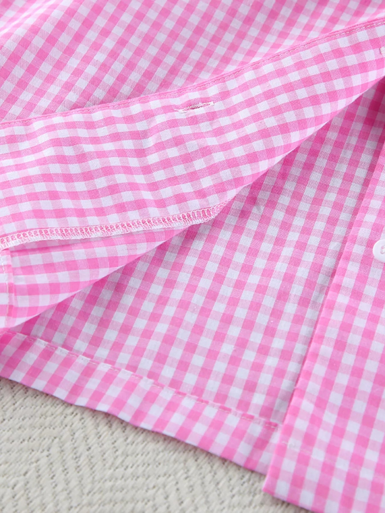 Trendsi Gingham Button-Down Top and Pants Loungewear Set -