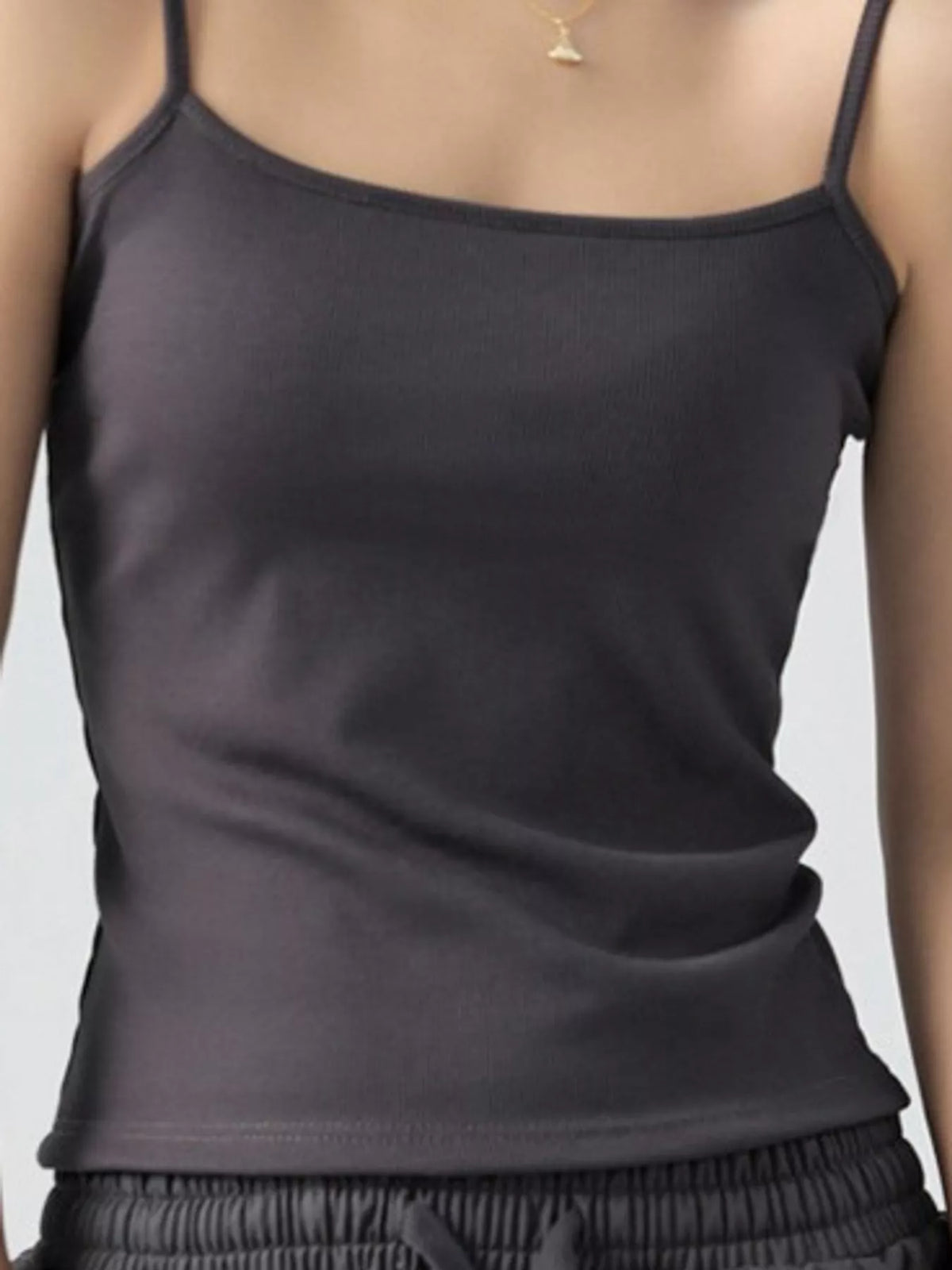 Slim-Fit Ribbed Square Neck Cami Top — front view