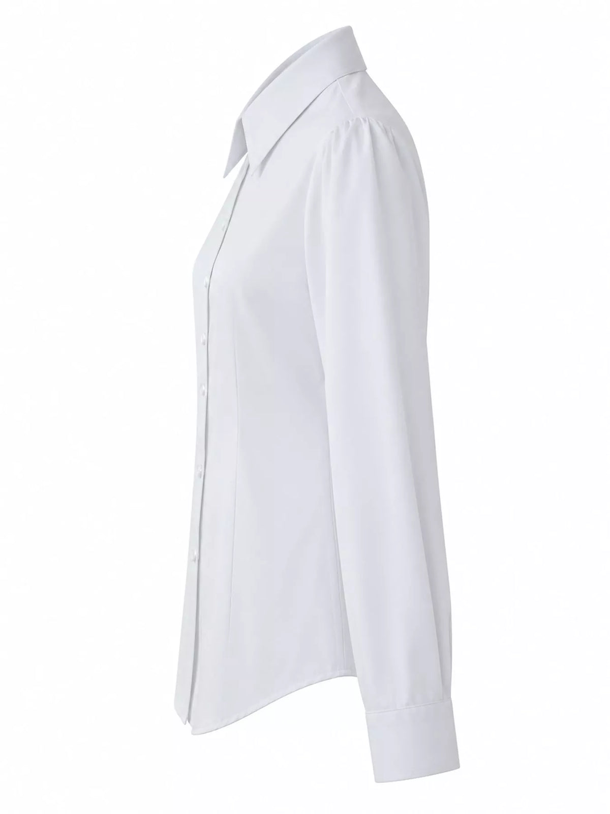 White button-down shirt, side view