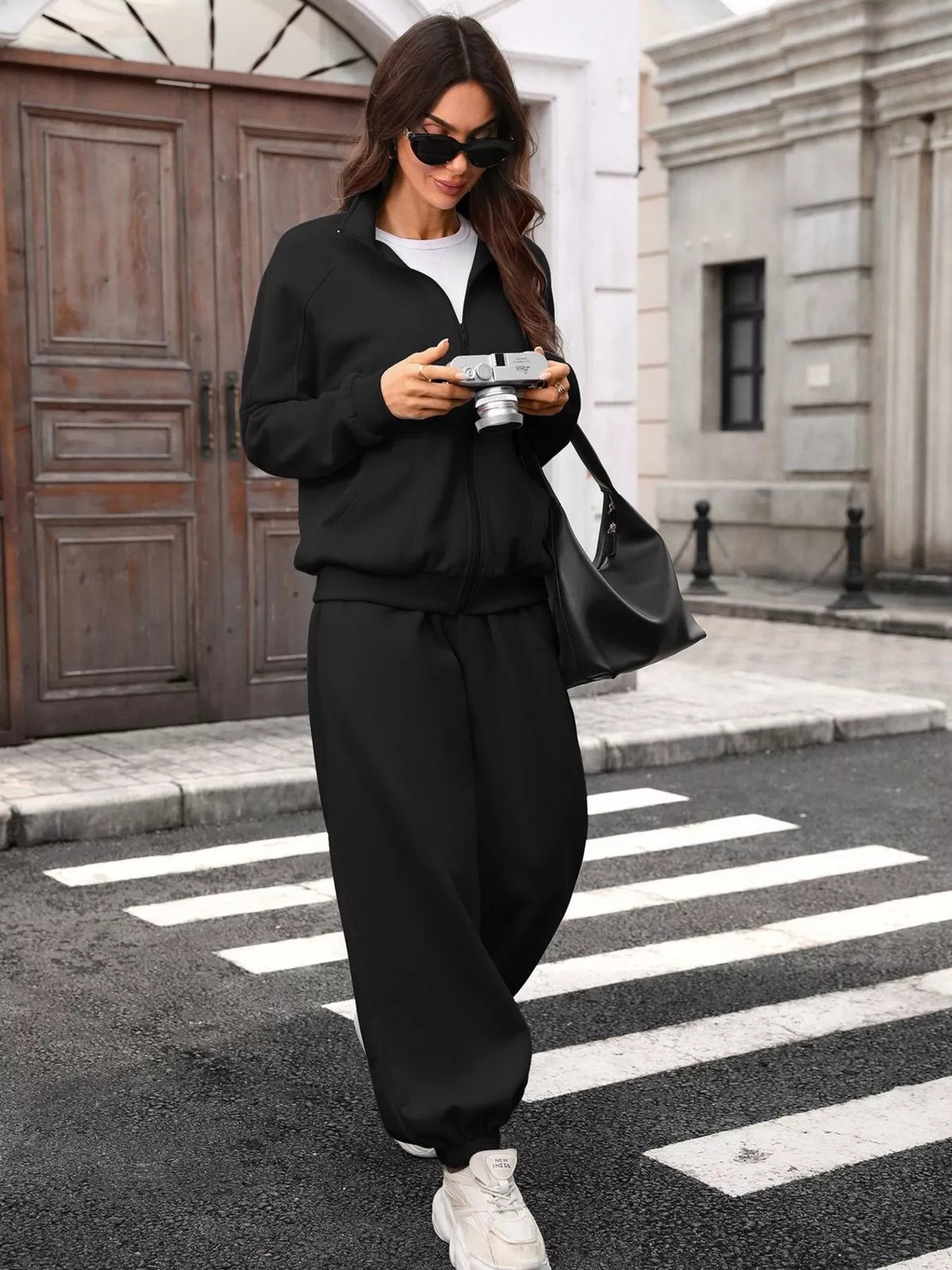 Trendsi Zip-Up Long Sleeve Top and Pants Set -