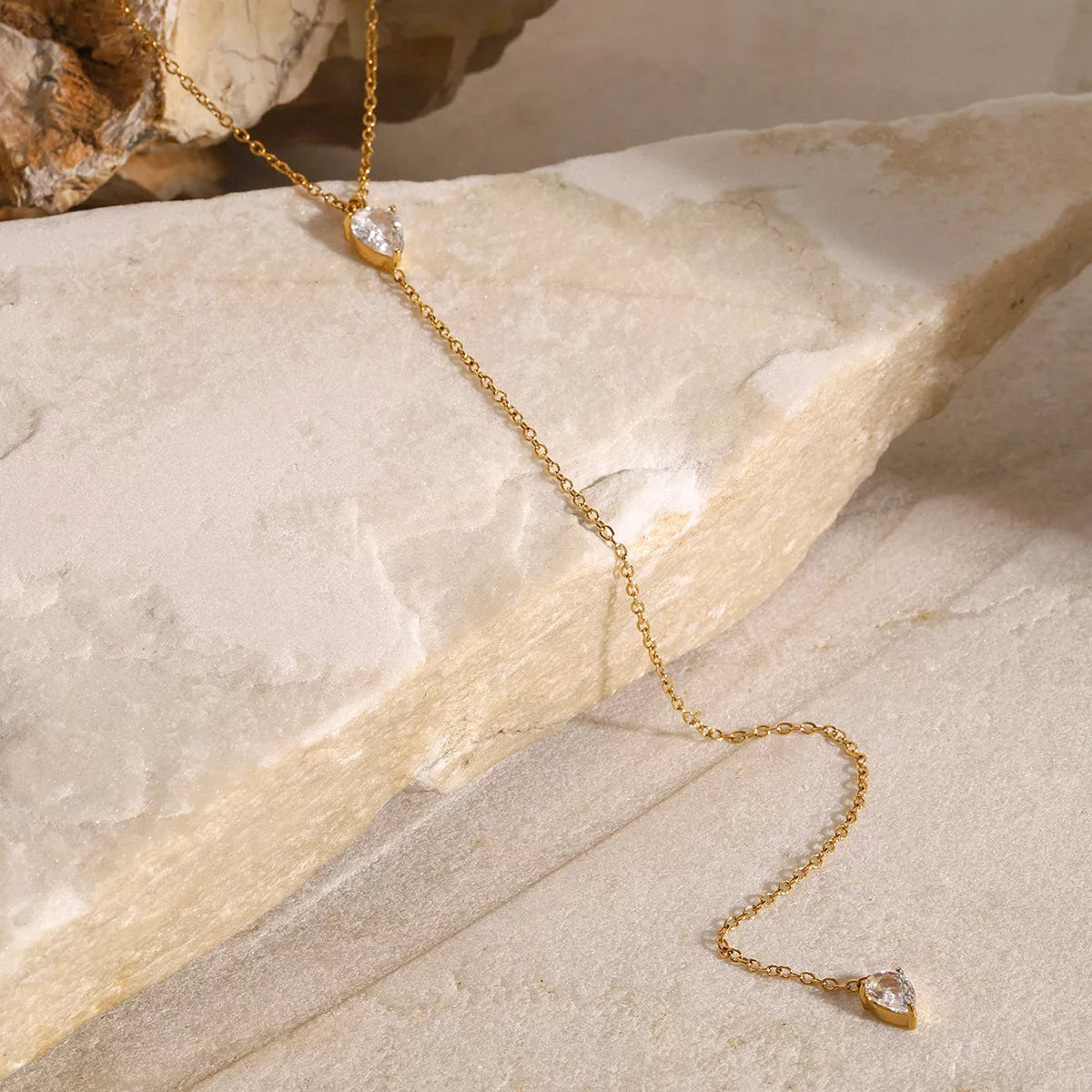 Trendsi 18K Gold-Plated Zircon Chain Necklace -