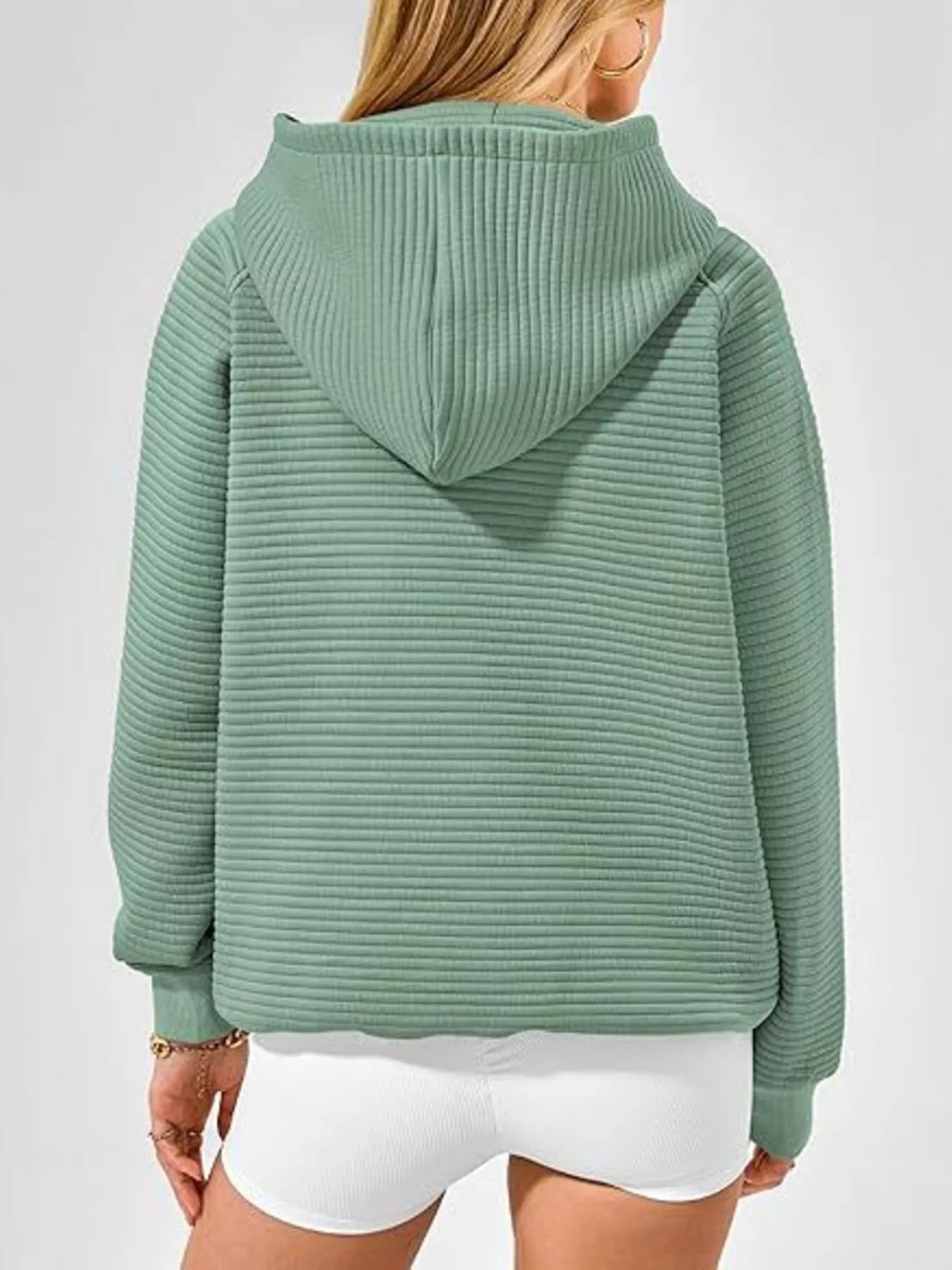 Trendsi Texture Kangaroo Pocket Raglan Sleeve Hoodie -