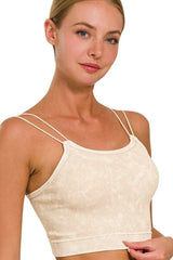 Trendsi Zenana Washed Ribbed Seamless Double Strap Brami -