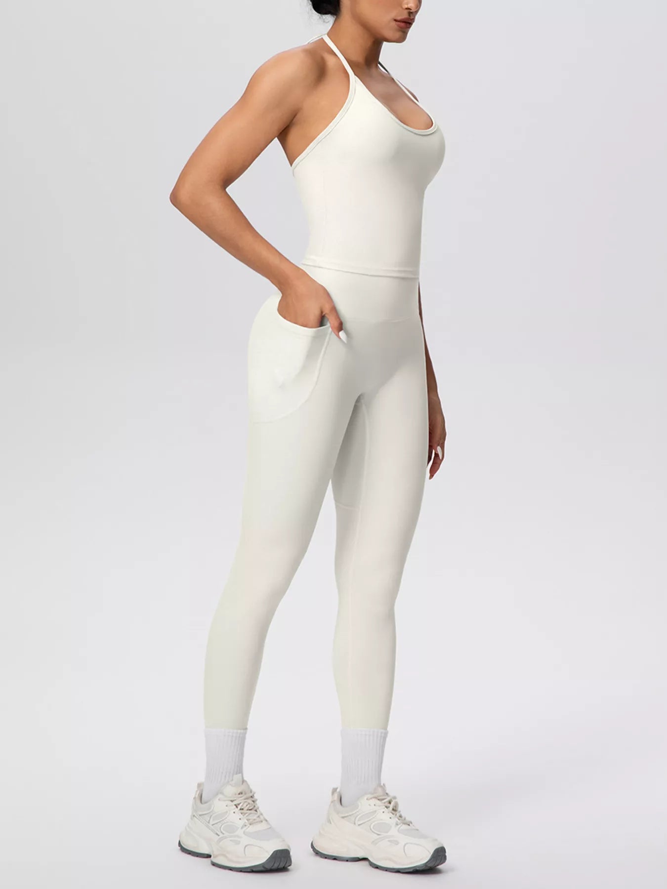 Trendsi Halter Neck Cami and High-Waisted Leggings Active Set -
