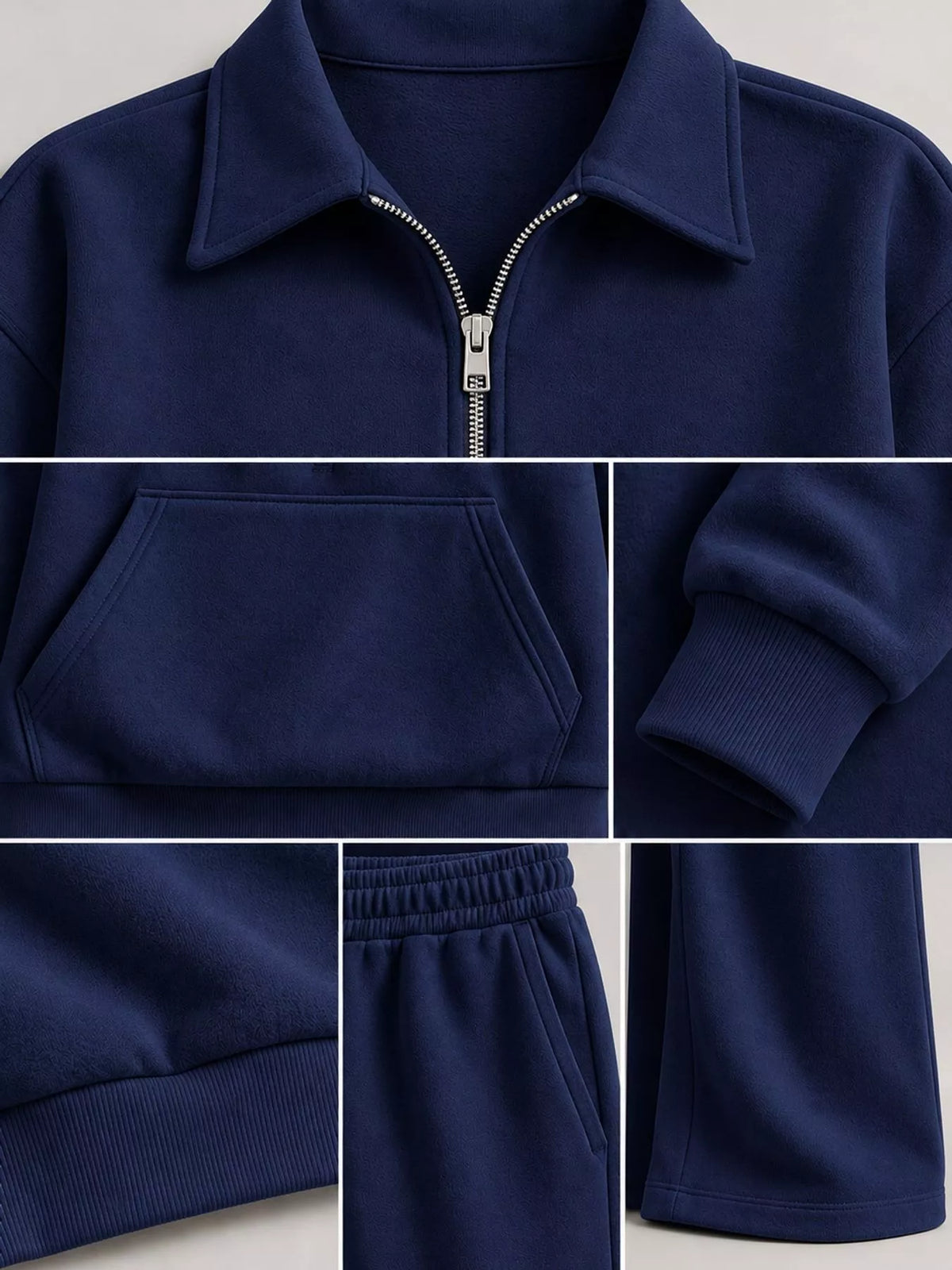 Collared long sleeve outfit set, construction and design details