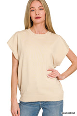 Trendsi Zenana Viscose Round-neck Short Sleeve Sweater -